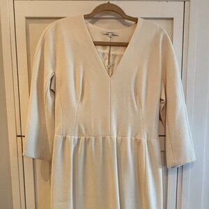 Carven White Wool V-Neck Dress